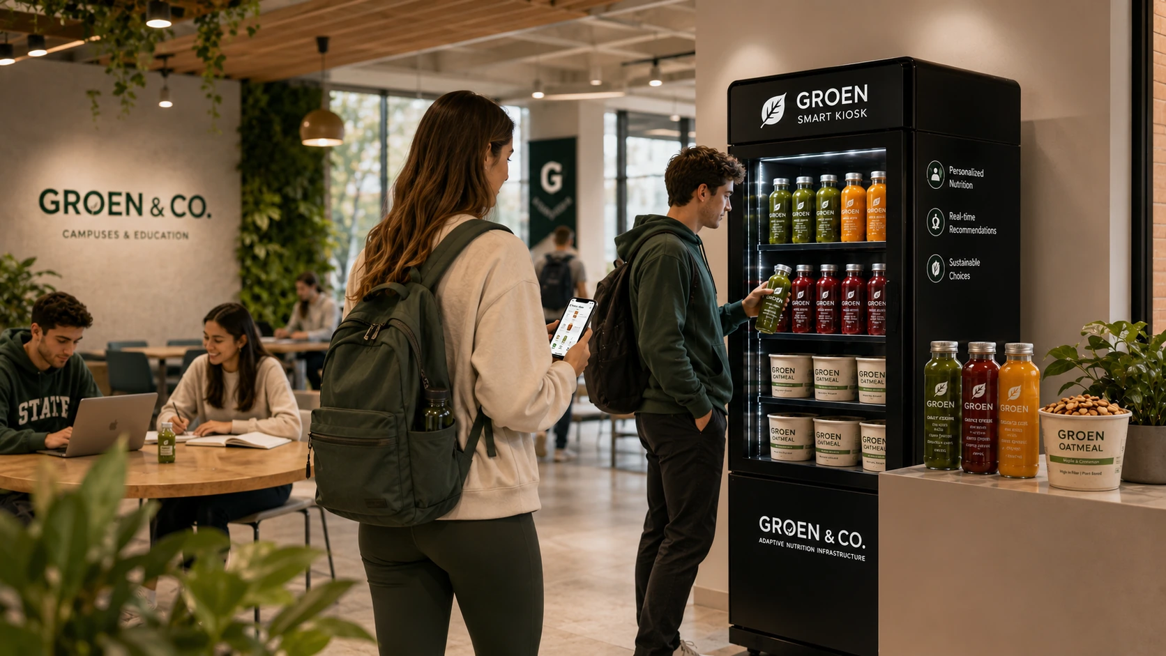 Groen smart kiosk in a campus and education environment